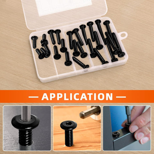 1/4-20 x 3/4", 1", 1-1/4", 1-1/2", 2" Flat Head Socket Head Screw Furniture Bolts Countersunk Connector Screws Assortment Kit, Stainless Steel 18-...