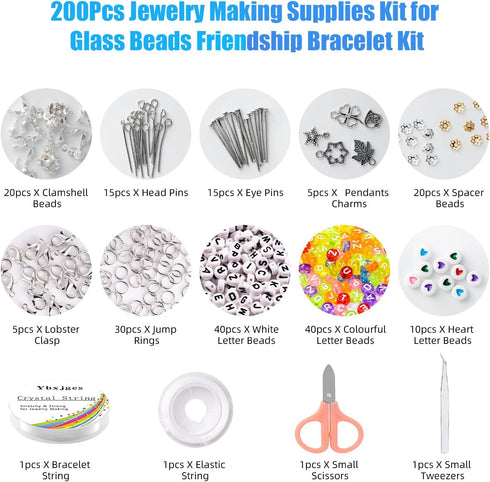Ybxjges Clay Beads Bracelet Making Kit, 3800Pcs Polymer Flat Beads for Jewelry Making Heishi Beads for Friendship Bracelet Kit with Charm Kit for ...