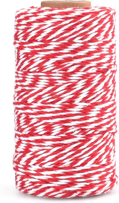 jijAcraft Red and White Twine String, 328 Feet Christmas Bakers Twine String, 2MM Heavy Duty Packing String for DIY Crafts, Christmas Decoration, ...