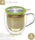 Teabloom Double-Wall Borosilicate Glass Mug with Stainless Steel Infuser and Lid – 15 OZ / 430 ML – 2 Gourmet Tea Flowers Included...