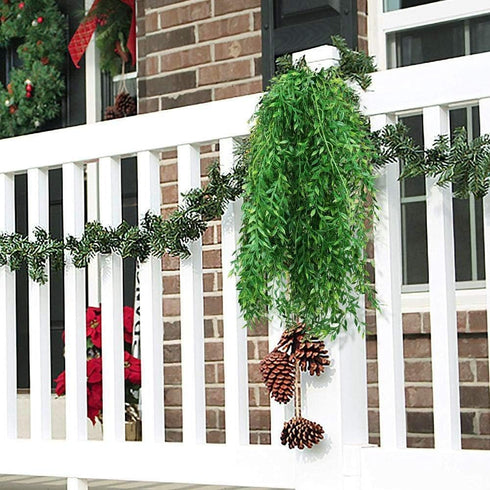 Artificial Hanging Vine, Weeping Willow Plastic Plants Greenery Leaves Fake Plant Faux Ivy Garland UV Resistant for Indoor Outdoor Garden Door Wal...