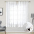 HOMEIDEAS White Sheer Curtains 52 X 63 Inches Length 2 Panels Embroidered Leaf Pattern Pocket Faux Linen Floral Semi Sheer Voile Window Curtains/D...