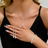CASSIECA Silver Bridal Jewelry Set Rhinestone Necklace Bracelet Dangle Earrings for Bride Bridesmaid Teardrop Pendant Crystal Wedding Prom Jewelry...