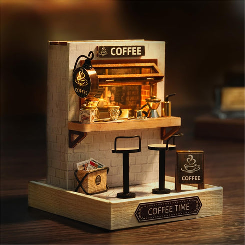 Flever Dollhouse Miniature DIY House Kit Creative Room with Furniture for Romantic Valentine's Gift (Coffee Time)...