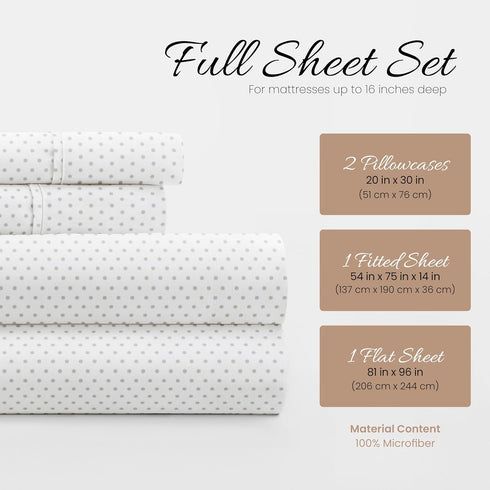 Linen Market Double-Brushed Patterned Microfiber Full Sheet Set 4 Piece – Oeko-TEX Certified Ultra Soft & Wrinkle-Free - 16" Deep Pocket Sheets - ...