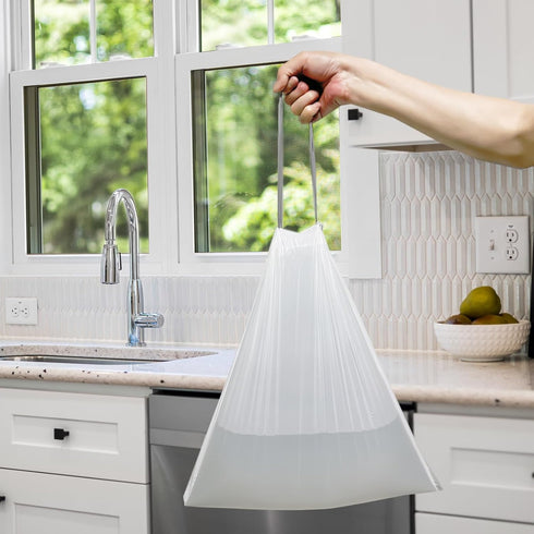 2.6 Gallon Small-Trash-Bags Plastic Drawstring Garbage-Bag - Mini Tiny White Unscented 80 Count For Bathroom Car Can Restroom Office Liners Waste ...