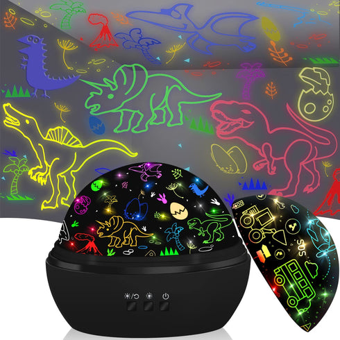 HONGID Night Light for Kids,Dinosaur Night Light Projector for Kids Toddler Boys,2 in 1 Toys for 3-8 Year Old Boys,Chirstmas Xmax Birthday Gifts f...