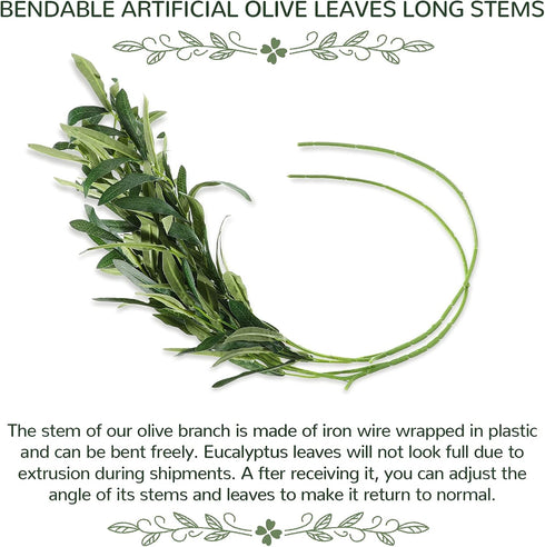 WILLBOND 8 Bundles Artificial Greenery Stems, Faux Olive Branches for Vases 43 Inch Tall Long Stem Olive Leaves Fake Plant for Floral Arrangement ...