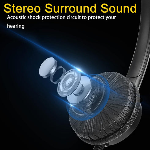 Computer Headset with Microphone, On-Ear 3.5mm Headset with Mic for Laptop, 3.5mm Binaural-Ear Headphone with Lightweight Business Headphones with...