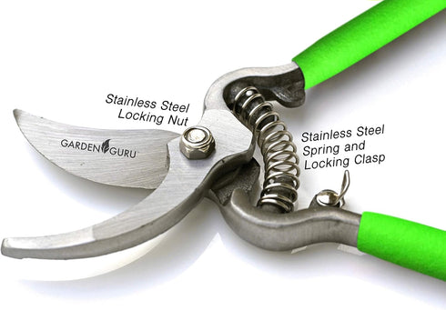 Garden Guru Indestructible All Steel Garden Clippers - Professional Bypass Hand Pruner Pruning Shear with Comfort Grip Handles and Hardened Steel ...