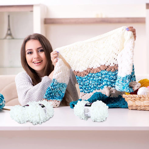 3 Rolls Finger Blanket Yarns Puffy Loop Yarn Soft Crochet Yarns Fluffy Finger Knitting Yarns Chunky Hand Woven Fluffy Yarns for DIY Knitting Craft...
