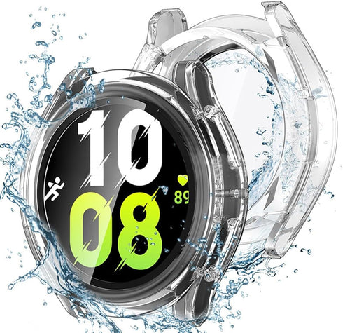Miimall Waterproof Case for Samsung Galaxy Watch 4 & 5 40mm Protective Bumper Case with Tempered Glass Screen Protector, No Fog Hard PC Cover for ...