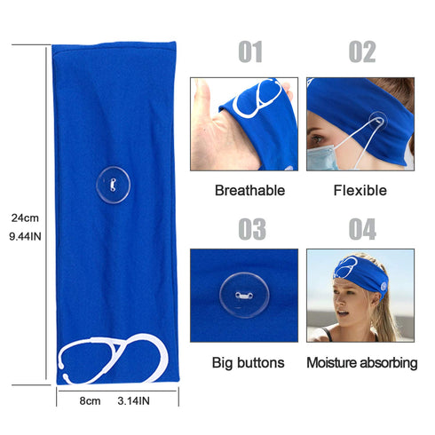 CODACE 3 Packs Nurse Headbands with Buttons, Face Cover Holder, Reduce Ear Pain, Elastic Hair Bands for Women Nursing Healthcare Worker(Blue, Blac...