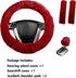 4 Pcs Furry Car Steering Wheel Cover with Fluffy Gear Shift Cover Soft Warm Non-Slip Car Decoration for Women Girls (Wine-red)...