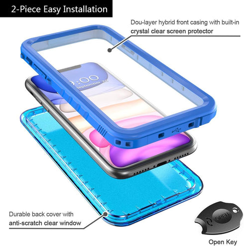 Cozycase Compatible with Waterproof iPhone 11 case, Built-in Screen Protector, Full-body Rugged Bumper Sealed Case Cover, Shockproof Dustproof Wat...
