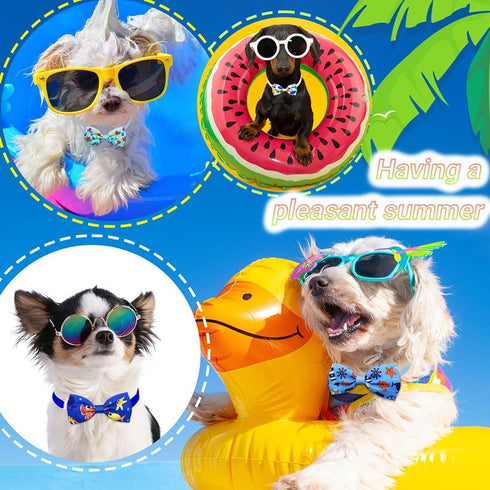 20pcs Ocean-Themed Dog Bow Ties for Small Medium Dogs, Adjustable Pet Bowtie Collar Charms,Sea Pattern Necktie for Pet Grooming (20pcs bowtie)...