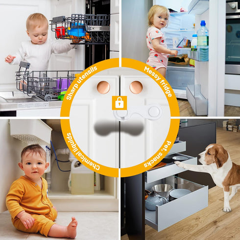 TRILINK Cabinet Locks for Babies 10 Pack, Baby Proofing Baby Safety Locks, Child Locks for Cabinets, Fridge Locks for Kids, Strong Adhesive No Dri...