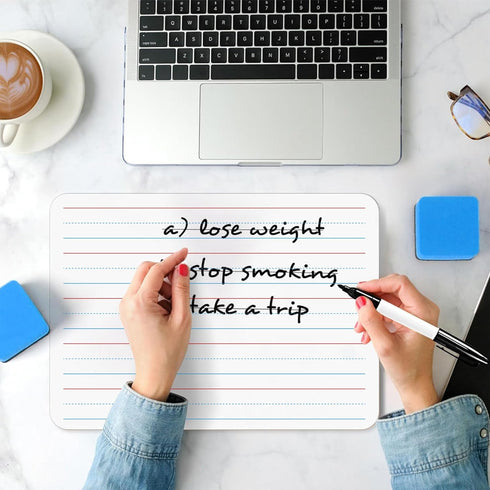 2pack 9x12 inches Dry Erase Board Lapboard Reusable Lined Erasable Ruled Writing Note Pad Lapboard, Blank Whiteboard on Reverse Mini Whiteboard, S...