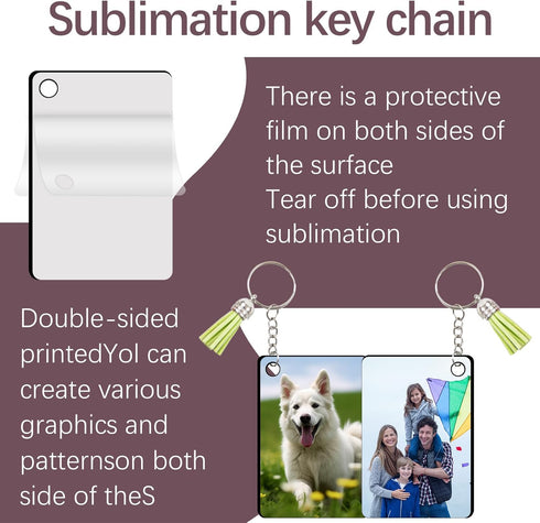 15 PCS sublimation keychain blanks with Tassels Double Sided MDF sublimation keychains blanks bulk (WHITE, Rectangular)...