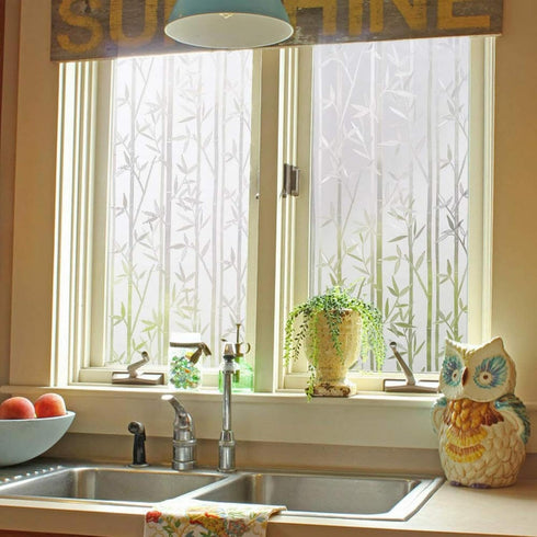 Finnez Bamboo Window Film for Privacy Frosted Window Film Perfect for Bathroom Livingroom and Office (17.5" x 78.7")...
