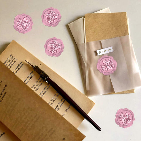 CRASPIRE 50pcs Wax Seal Stickers Peony Adhesive Wax Seal Stamp Stickers Flower Envelope Wax Stickers for Wedding Invitation DIY Craft Adhesive Wax...