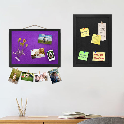 Black Bulletin Boards Cork Board with Felt, 15"x11" Small Display Pin Board Vision Board for Walls, Jewelry, Notes, Collection, Photos, Office, Wo...