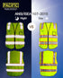 PACIFIC 10 Pockets Safety Vest for Men, 3M High Visibility Reflective Strips with Pockets and Zipper, ANSI Class 2, Yellow, Medium...