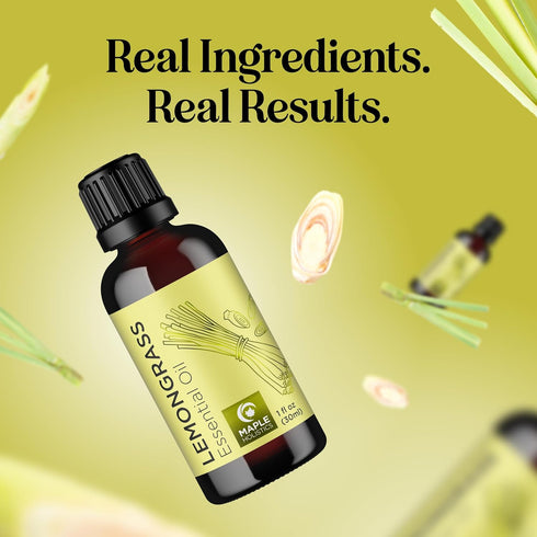 Pure Refreshing Lemongrass Essential Oil - Aromatherapy Lemongrass Oil for Hair Nails and Skin plus Potent Natural Aromatic Essential Oil for Diff...