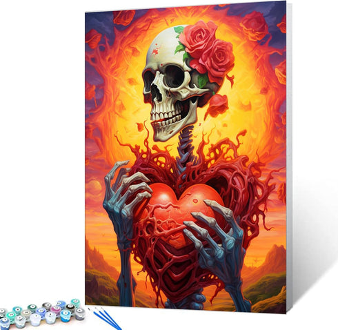 Tucocoo Sugar Skull Paint by Numbers for Adults on Canvas Horror Painting Kits for Kids Beginner Acrylic Pigment Art Kits DIY Oil Painting Kits Gi...