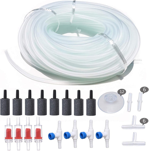 ALEGI Standard 3/16" Flexible Airline Tubing with Connectors for Aquariums, Terrariums and Hydroponics (50Feet+40Connectors)...