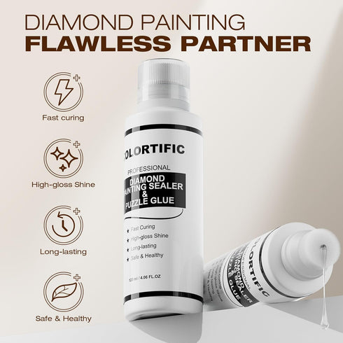 Diamond Painting Sealer Glue - 120ml High Gloss Shine Finish and Long Lasting Top Coat Glue for Home DIY Diamond Painting and Puzzle Glue (4oz)...