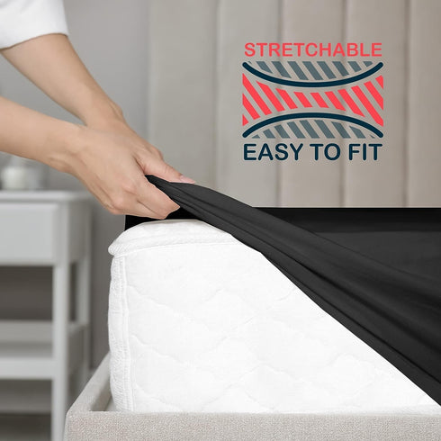 Lux Decor Twin XL Fitted Sheet - Soft Microfiber Bottom Sheets - Upto 16 Inches Deep Pocket Fitted Sheet Only- Wrinkle, Fade & Shrinkage Resistant...