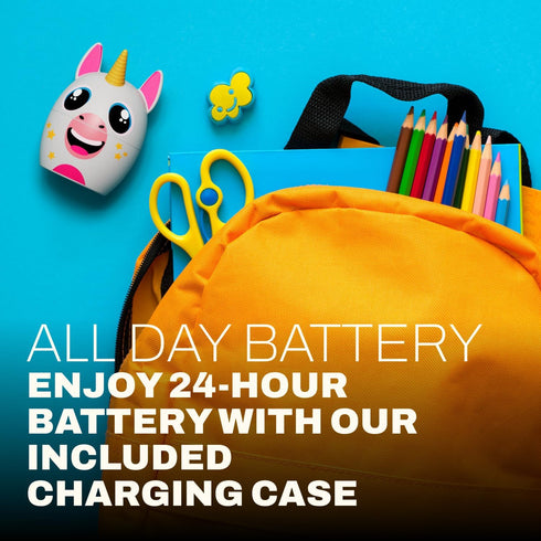Coby Children’s Bluetooth Wireless Earbuds – “Umi The Unicorn” Character Rechargeable Earbuds, 24-Hour Total Play Time, Water-Resistant, Button Co...