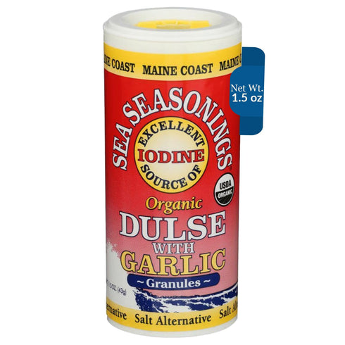 Maine Coast Sea Vegetables Organic Dulse Granules With Garlic Shaker | Seaweed Seasoning | Rich in Iodine | North Atlantic Harvested | Great for S...