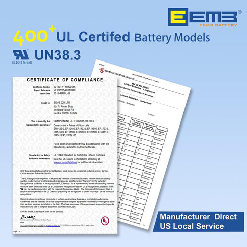 EEMB 10PACK CR123A Lithium Batteries 3V 1700mAh CR123 Battery with High Capacity for Flashlight Toys Alarm System Non-Rechargeable Battery...