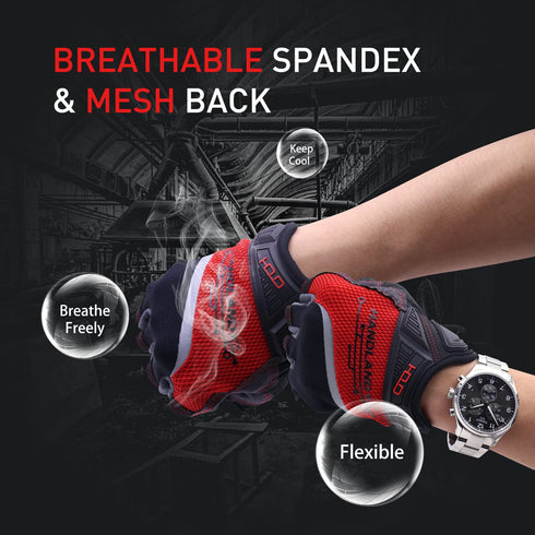 Fingerless Work Gloves for Men,Utility Work Gloves for Mechanics, Flexible Breathable Fit- Padded Palm...