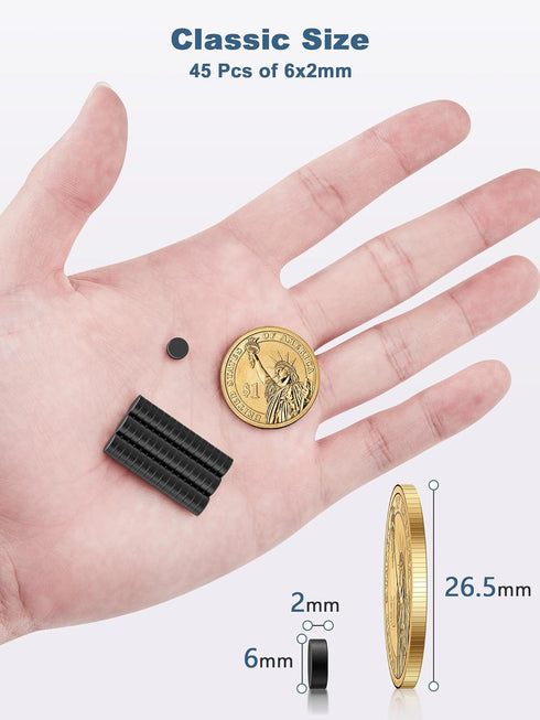 SMARTAKE 45 Pcs Refrigerator Magnets, 6x2mm Small Round Fridge Magnets, Multi-Use Premium Neodymium Office Magnets for Fridge, Whiteboard, Billboa...