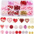 SUNNYCLUE 1 Box Valentine's Day Beads Heart Shaped Love Beads 8mm Round Red Pink Acrylic Beads Rhinestone Bead Bulk Spacer Beads Beading Kit Valen...