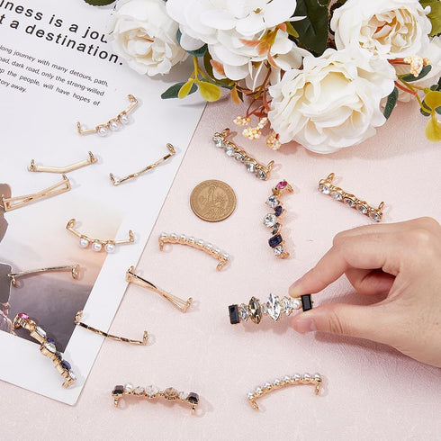 SUPERFINDINGS 16Pcs 8 Styles DIY Shoelace Decorations Charms for Sneakers DIY Pearl Rhinestones Shoelace Accessory Fashion Shoes Clips for Women G...