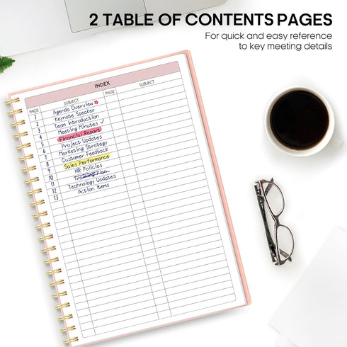 Meeting Notebook For Work Organization - Work Planner Notebook With Action Items, Agenda Planner For Note Taking, 160Pages (6.9" X 9.9") Project P...