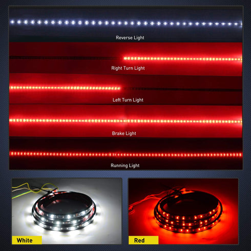 Nilight 60" Truck Tailgate Light Bar 108 LED Single Row Light Strip with Red Running Brake Lights Turn Signal White Reverse Light, 2 Years Warrant...
