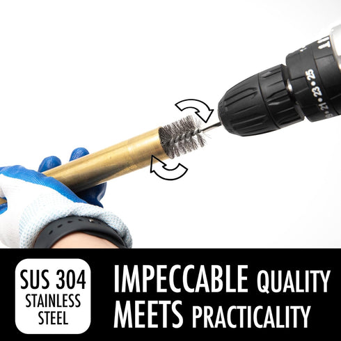 6pcs Extended Copper Tube Pipe Cleaner, 1/2” 3/4” 1” Pipe Cleaning Brush Set, Stainless Steel Wire Bore Brushes for Power Drill, 1/4 Inch Hex Shan...