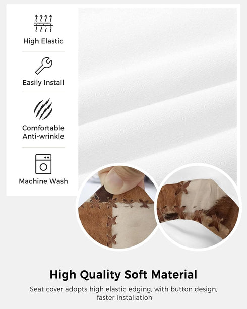 Vintage Leather Office Chair Covers 2 Piece, Abstract Cowhide Plaid Stretch Computer Chair Cover Universal Rotating Desk Chair Covers Washable Cha...