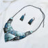 Irregular Enamel Triangle Shape Collar Bib Statement Necklace Earrings Set Women Bridal Jewelry...