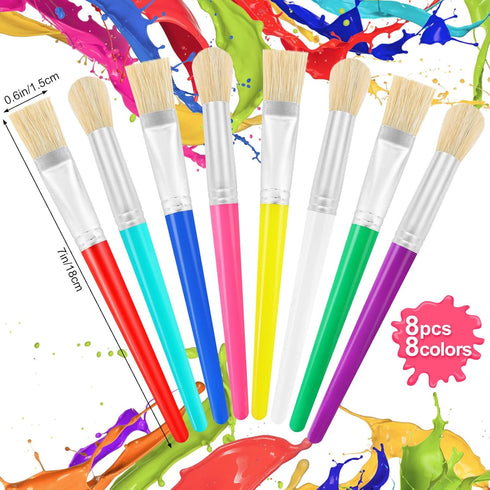 Paint Brushes for Kids, 8 Pcs Toddler Chubby Paint Brushes Bulk Set for Craft, Preschool Washable Kids Paint Brushes for Acrylic Paint Watercolor ...