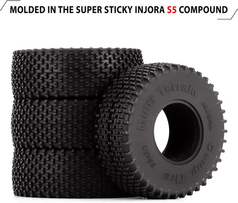 INJORA 1.0 Tires - S5 All Terrain Comp Pin Crawler Tires for TRX4M AX24 SCX24 FCX24 Upgrade Parts,55 * 20mm,T1013...