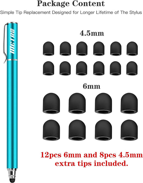 METRO Capacitive Stylus Pens, Rubber Tips 2-in-1 Series, High Sensitivity & Precision styli Pens for Touch Screens Devices (Blue)......