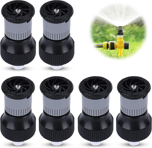 6PCS Lawn Sprinkler Garden Sprinkler, 360° Rotating Buried Spray Nozzle Large Area Coverage Automatic Lawn Sprinkler Heads G1/2 Female Thread Adju...
