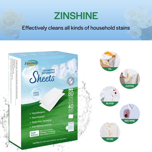 Laundry Detergent Sheets - Stain Fighting Enzymes - Concentrated Liquidless Laundry Sheets - Free & Clear - 320 Loads - Free of Harsh Chemicals - ...