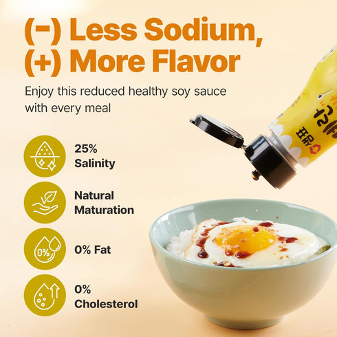 SEMPIO Soy Sauce for Egg Dishes - 25% Less Sodium, Made in Korea, Ideal for Rice, Noodles and Family Umami Sweetness, Kelp & Katsuo Infused, Flavo...